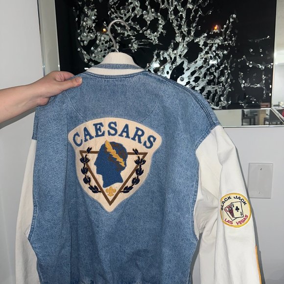 🥊🏛🎲 Caesar’s Palace Las Vegas Bomber Jacket Jean Men's M Mike Tyson 🎲🎰🥊 - Picture 4 of 4